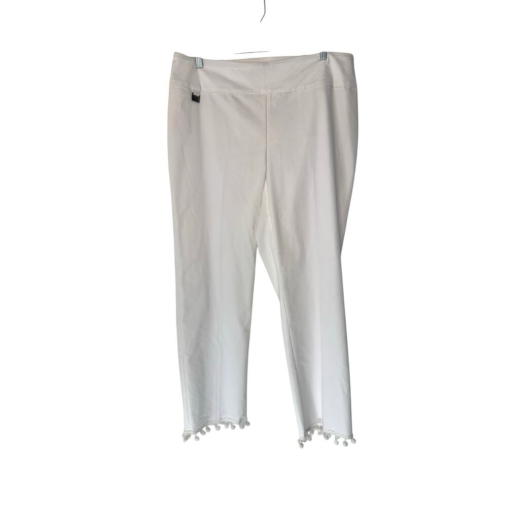 Lisette L Pants White Pom Pom Hem Office Work Career‎ Business Basic Size 14